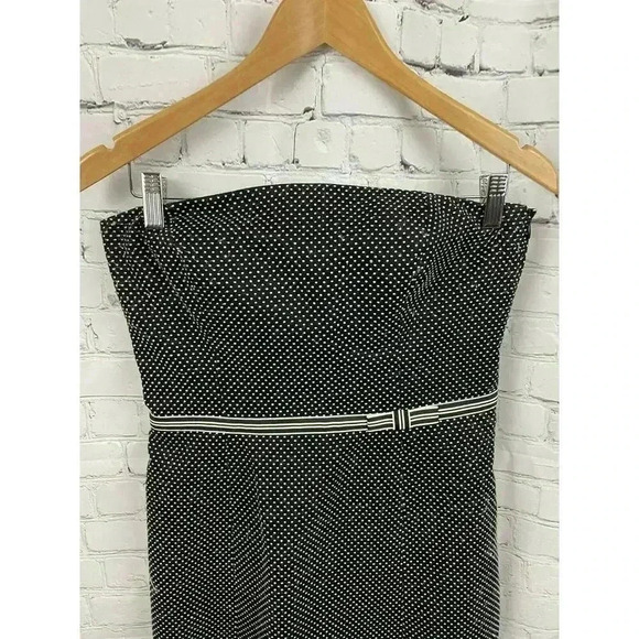 Ann Taylor Dress Black Strapless White Polka Dot Sheath Built-in Bra Size 6 - Picture 10 of 16